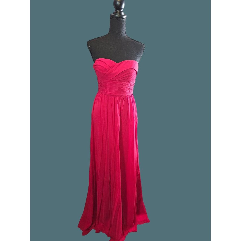 Aidan Mattox Silk Strapless Long Red Pinkish Gown Women Size 4 Formal Prom